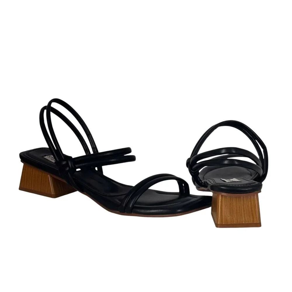 Steve Madden Black Hattie Sandals | 7.5 | Slingback Kitten Heels | Office Siren - Picture 4 of 9